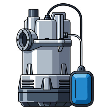 Submersible Sump Pump With Float Switch Flat Vector Illustration