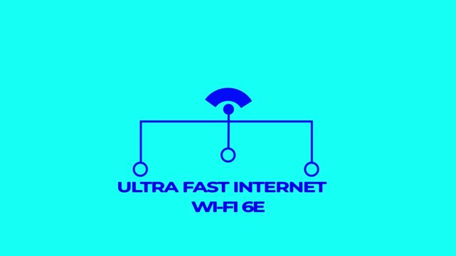 Ultra fast internet wi- fi 6 e network connection symbol speed online technology wi-fi 6e high-speed internet on blue background