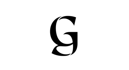 Fototapeta premium Black stylized lowercase letter g on white background, typography