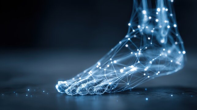 AI orthopedic concept for foot structure analysis and diagnostics.