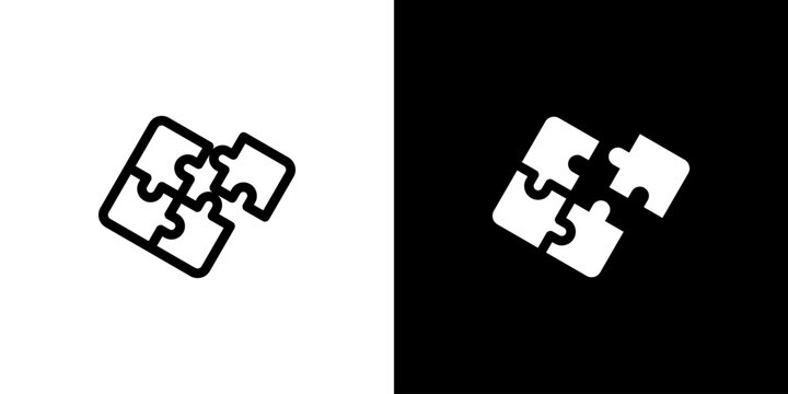 Puzzle Pieces icon concept with flat Black White Background. Vector illustration.