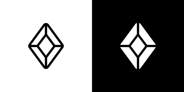 Red Ruby Gem icon concept with flat Black White Background. Vector illustration.