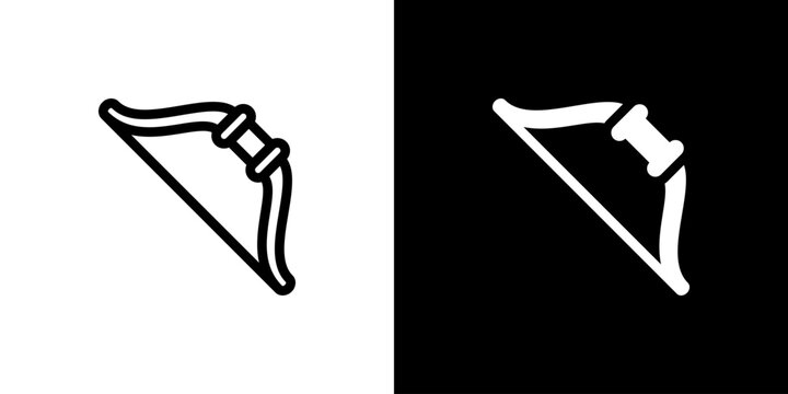 Longbow Weapon icon concept with flat Black White Background. Vector illustration.