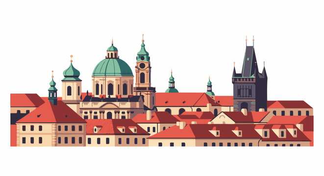 Colorful pixel art cityscape with historic domes and spires