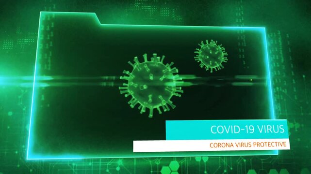 Animation green frame techniology for scans Corona virus or Covid-19.