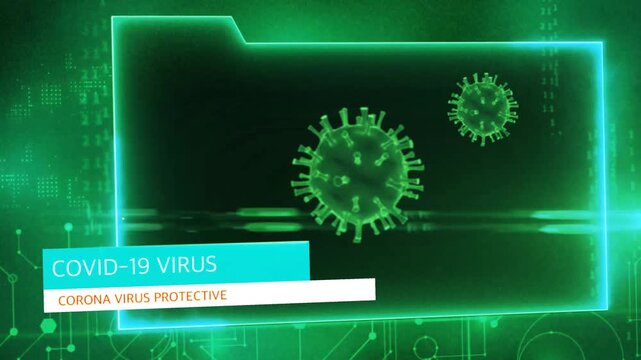 Animation green frame techniology for scans Corona virus or Covid-19.