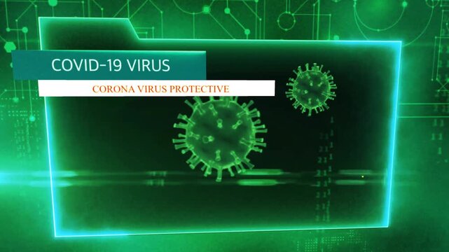 Animation green frame techniology for scans Corona virus or Covid-19.