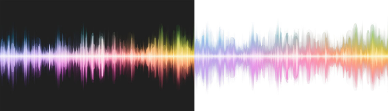 Soft Pastel Rainbow Audio Wave Music Visualization Dynamic Overlay Isolated PNG Clipart