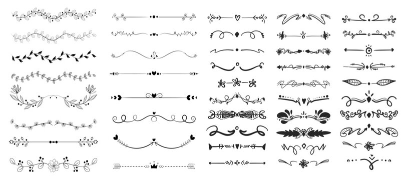Ornate Floral Arrow Heart Dividers Vector Bundle