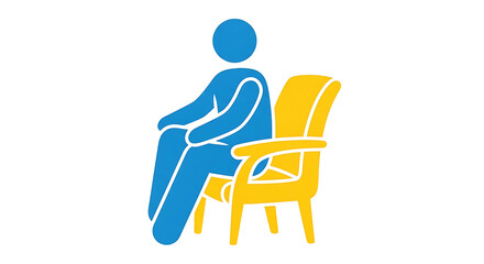 Fototapeta premium Blue silhouette of person carrying large yellow book, flat
