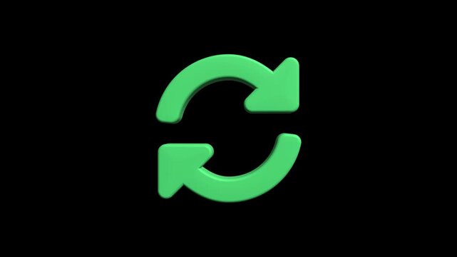 3D animation icon green recycle/refresh icon