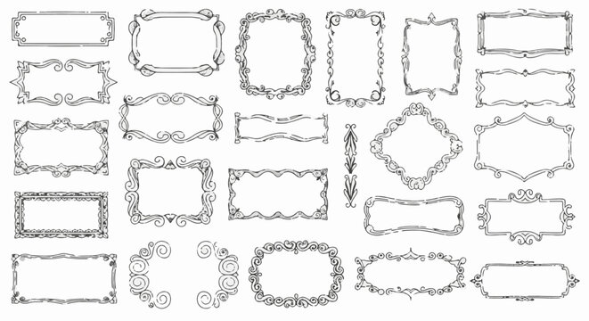 Collection of ornamental vintage frames and borders in various shapes