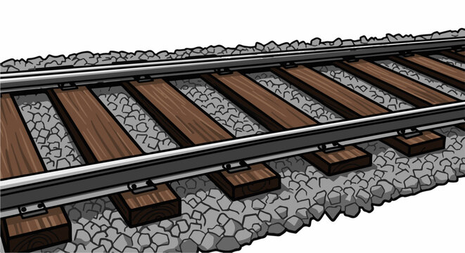 Close-up of wooden railroad tracks with ballast