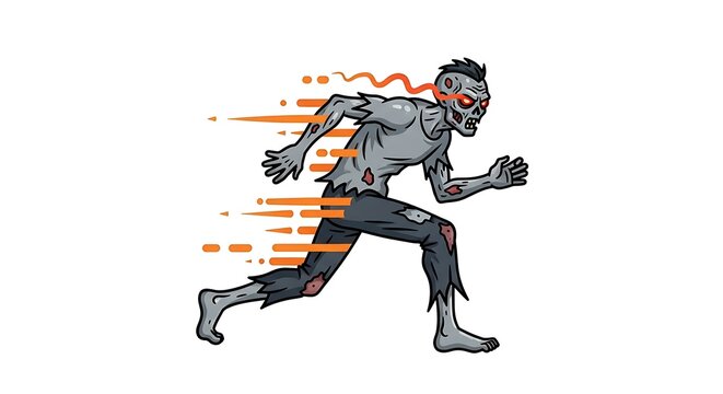 zombie runner sprinting in apocalypse