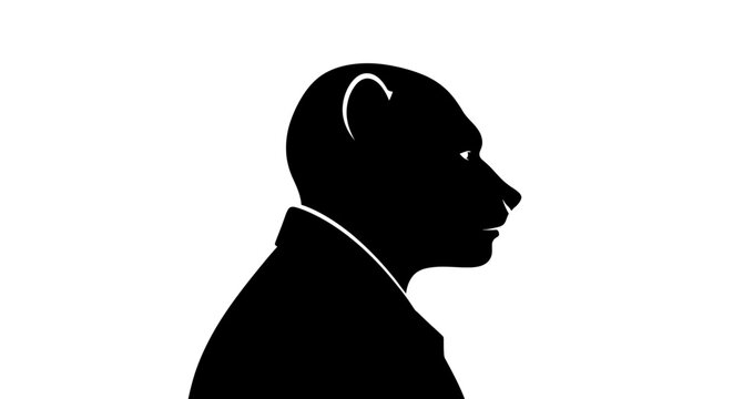Minimalist Black Silhouette Profile of a Bald Man Head Side View Isolated on White Background Flat Vector Icon for Identity Concept Avatar and User Interface Design Graphic