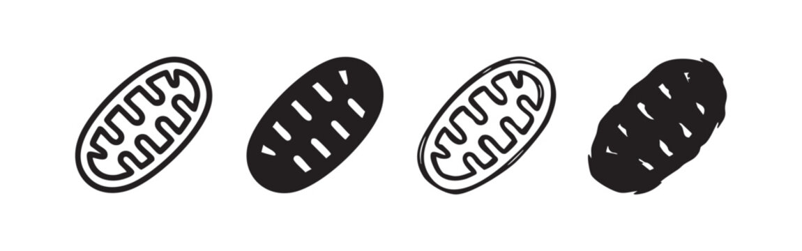 Mitochondria Cell Organelle Icon Set for Biology and Science