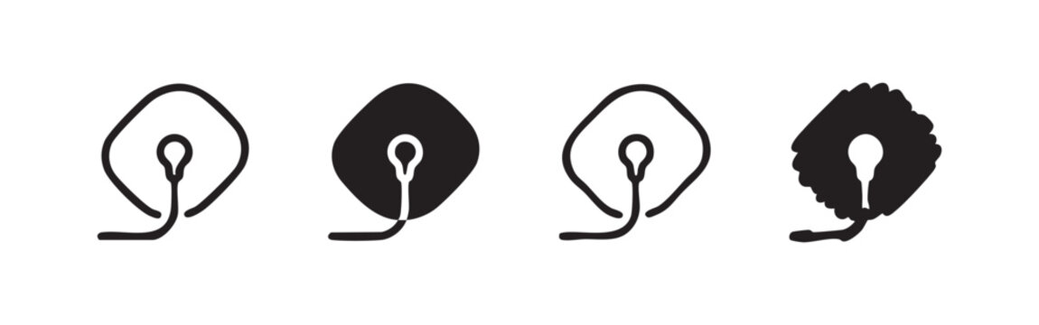 Set of stingray icons for marine animal concepts. Hand drawn, outline and silhouette vector illustration.