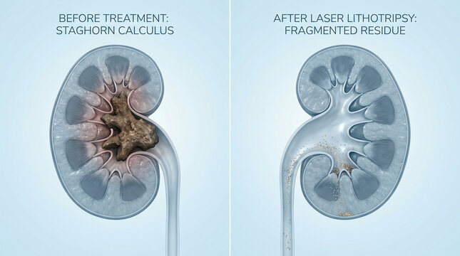 Staghorn Calculus Kidney Stone vs Laser Lithotripsy Results
