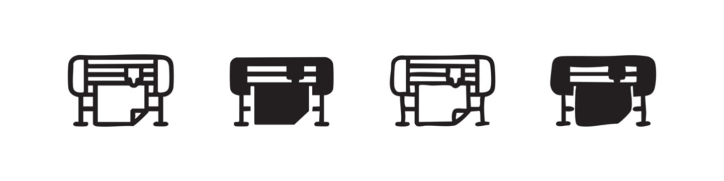 Large Format Printer Plotter Icon Set - Professional Printing and Design Equipment