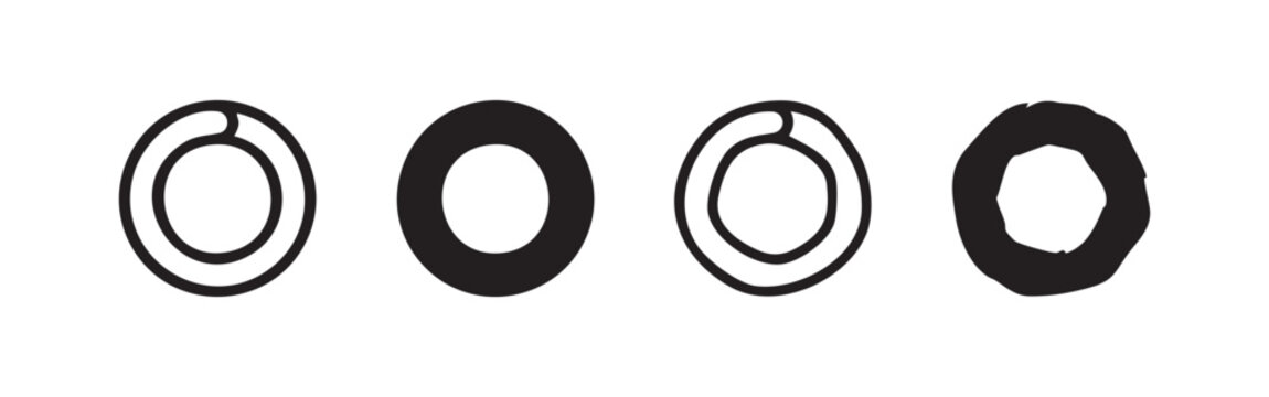 Circle Ring Geometric Icon Set - Round Shape and Circular Frame Symbols