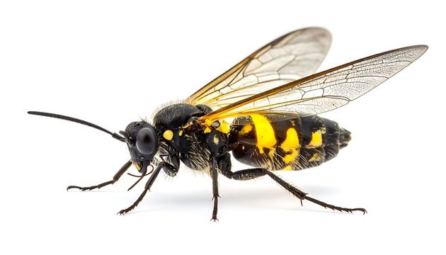 Close-up of a yellow jacket insect.