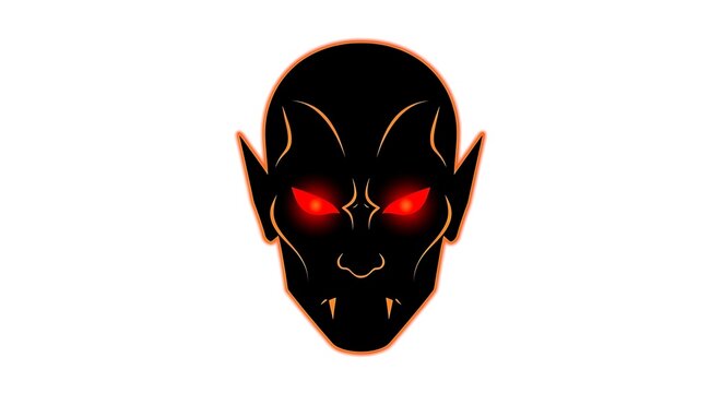 glowing devil mask neon horror effect
