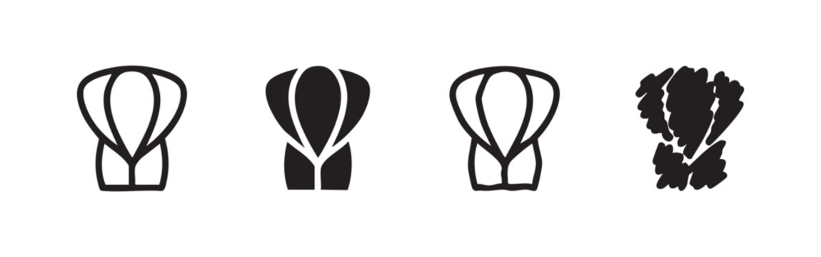 Parachute and Aerial View Icon Set with Line Solid and Hand Drawn Variations for Extreme Adventure Sports