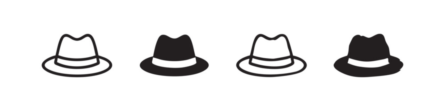 Classic Fedora Hat and Gentleman Fashion Icon Set