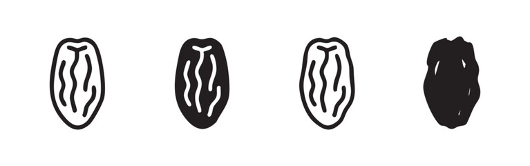 Naklejka na ściany i meble Dried date fruit icon set in four graphic styles for food and health projects