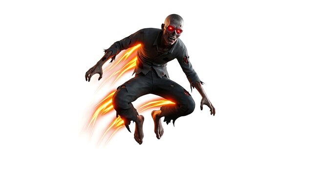 futuristic hero flying with energy flames