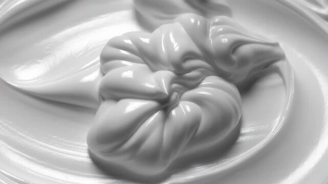 Immersive 4k cinematic macro shot of luxurious cosmetic cream swirling for professional skincare advertising or clean beauty product development