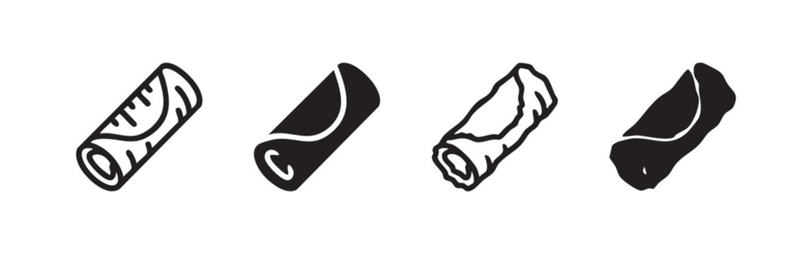 Burrito Icon Set, Mexican Food Wrap Symbols for Quick Snacks and Dining