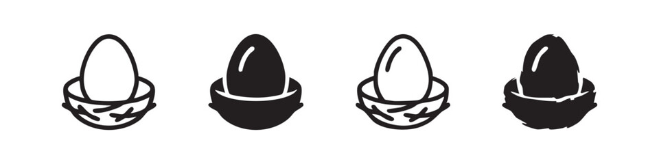 Fototapeta premium Egg in Bird Nest Icon Set