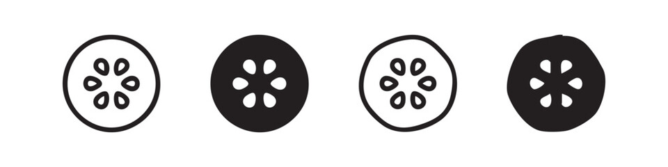 Obraz premium Cucumber Slice Icon Set for Food and Healthy Lifestyle Design