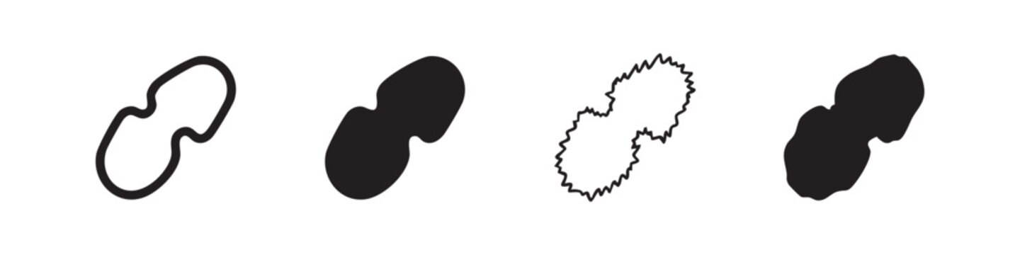 Peanut Nut Icons Set - Groundnut Food Symbols in Different Artistic Styles