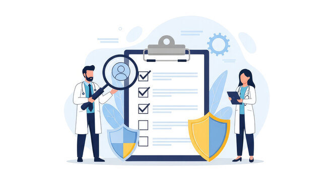 Medical professionals reviewing a security checklist
