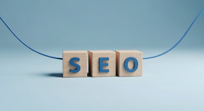 Seo concept wooden blocks spell out search engine optimization