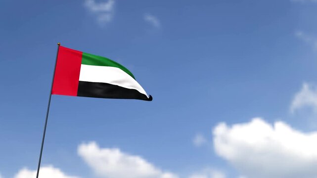 UAE Arab emirate country flag waving blue sky cloudy copy space OPEC crude oil commodity industry economy energy power furel iran iranian us usa united state america war OPEC uae arab emirate oil