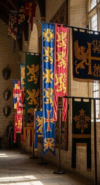 Medieval Banners and Heraldry Collection Displayed