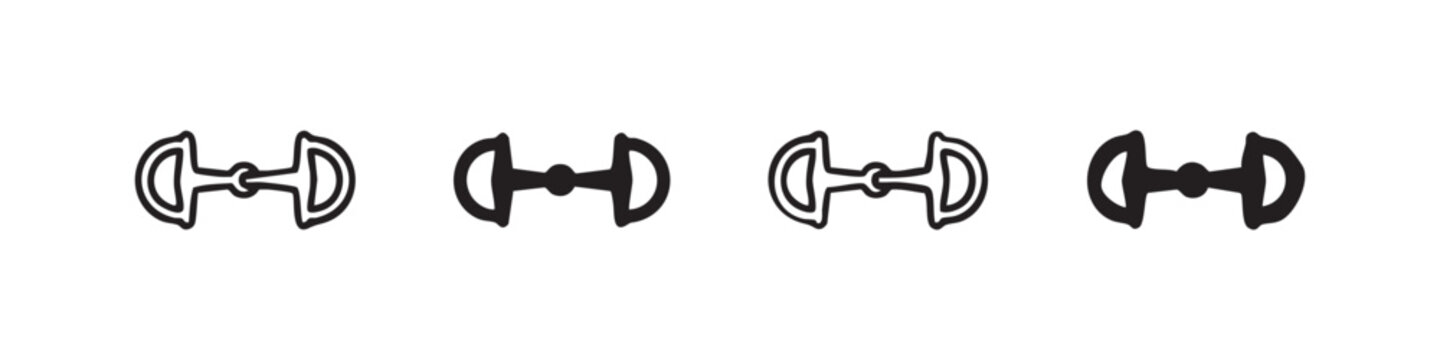 Horse Bit Icon Set for Equestrian Sports. Tack and equipment for horseback riding.