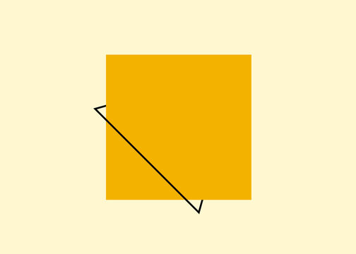 Minimalist abstract illustration of a yellow square and triangle