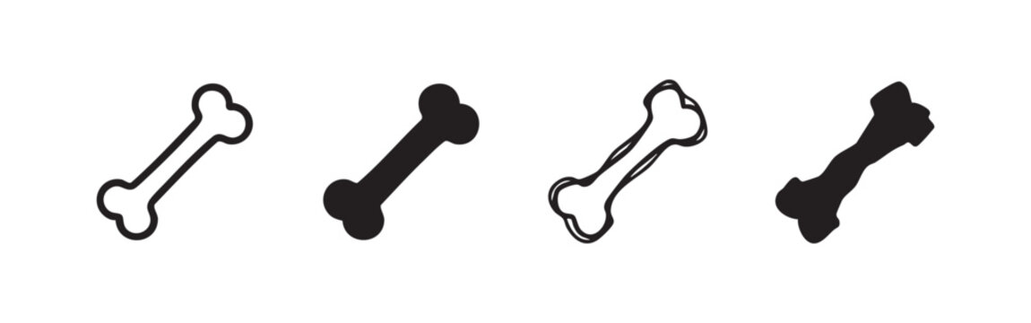 Bone Icons Set Dog Treat and Anatomy Symbols
