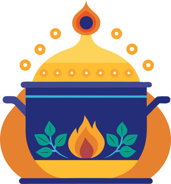 Cooking Pot (Handi): Representing the preparation of traditional Eid feasts like Biryani or Korbanir Goro.