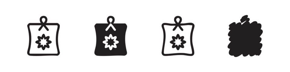 Fototapeta premium Gift tag icons set, minimalist line art and solid fill