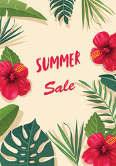 Tropical Summer Design Background.Vector stock  illustration, Canvas art for wallpaper, wall arts, prints, fabric, pattern and packaging. © Ekler