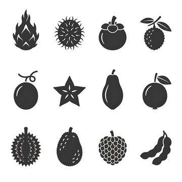 Black icons of various fruits.
