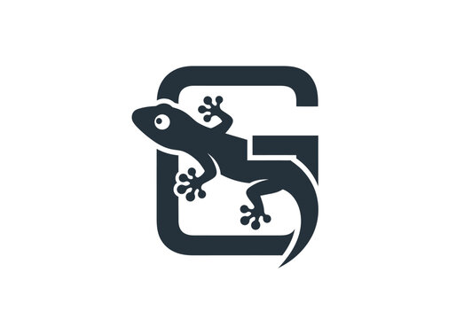 Modern gecko lizard logo icon integrated with letter G