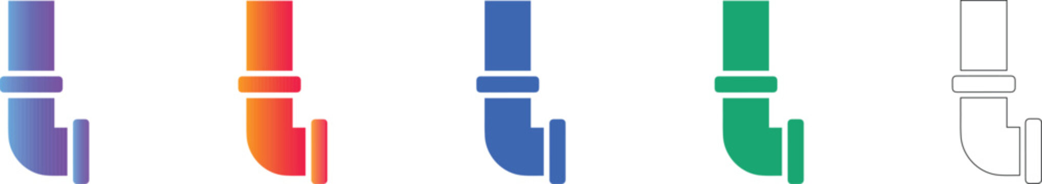 Industrial Pipe Fitting Vector Icon Set