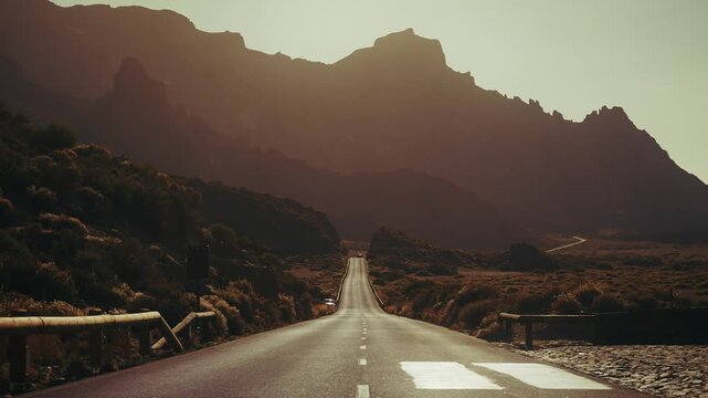 Road under Teide vulcano in Tenerife