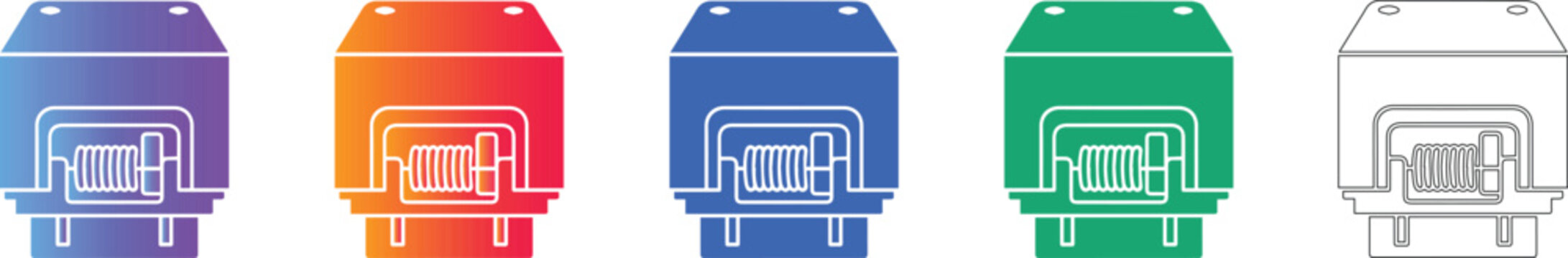 Electrical Controller Unit Icons Set